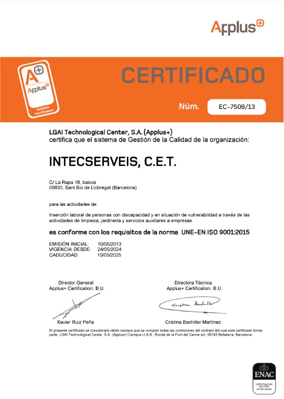 Certificat de qualitat 2024